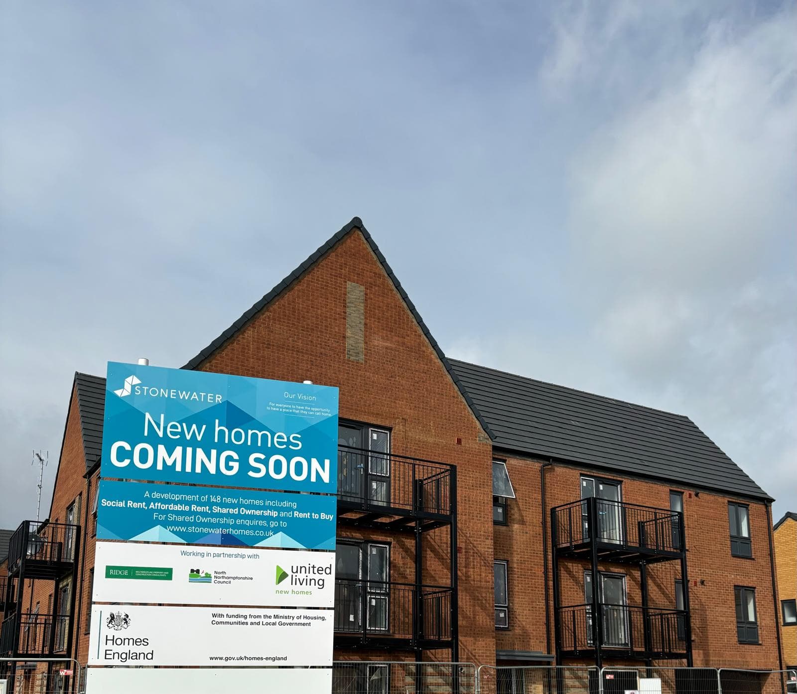 Glenvale Park, Wellingborough: streetscape progress photo of the BREE-delivered Stonewater scheme